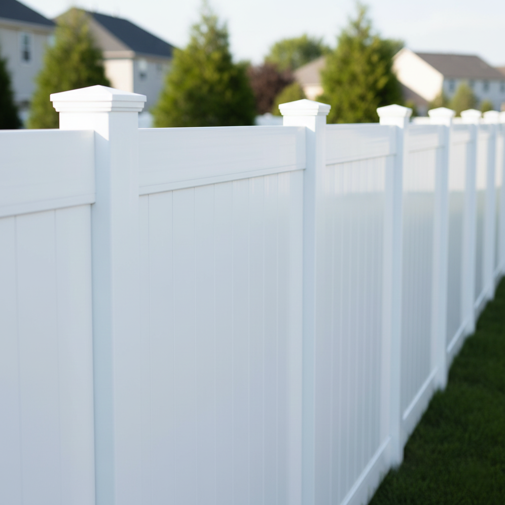 New vinyl fence with glossy surface.