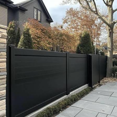 Black privacy sliding gate for driveway