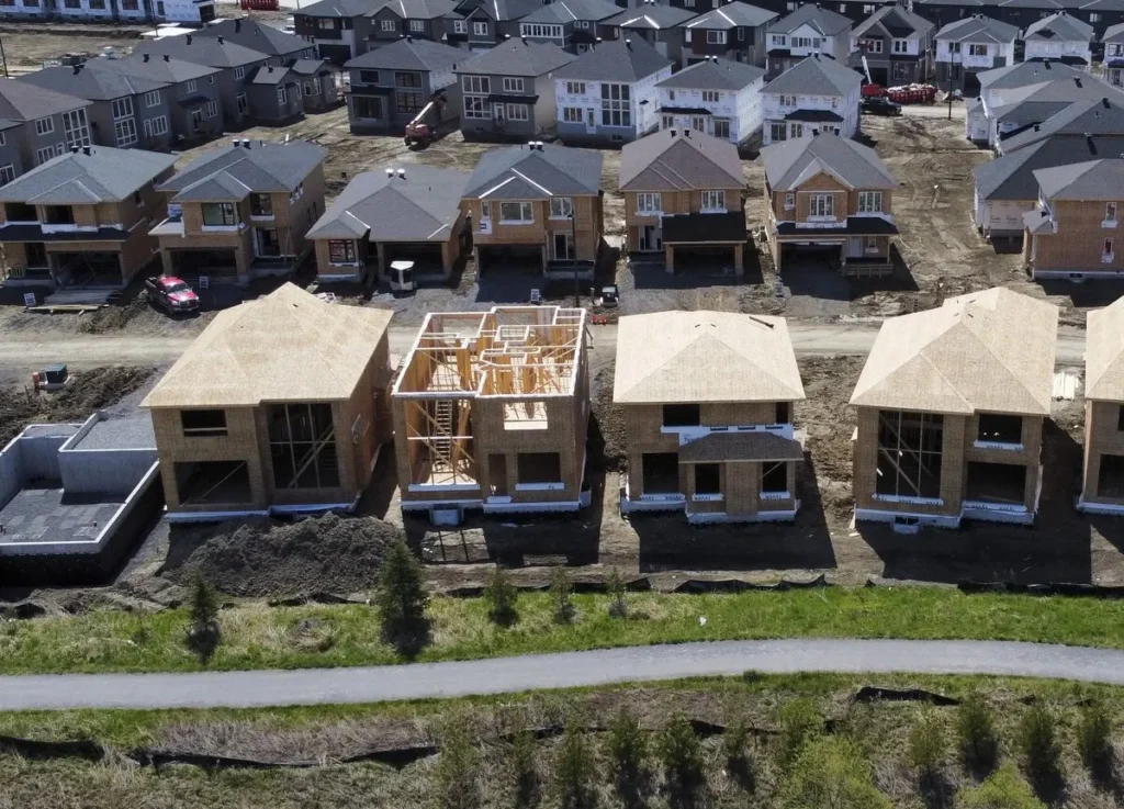 Houses construction drone view