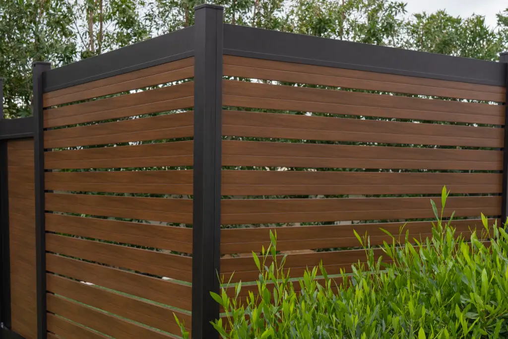 Semi Privacy Aluminum Fence in wood appearance